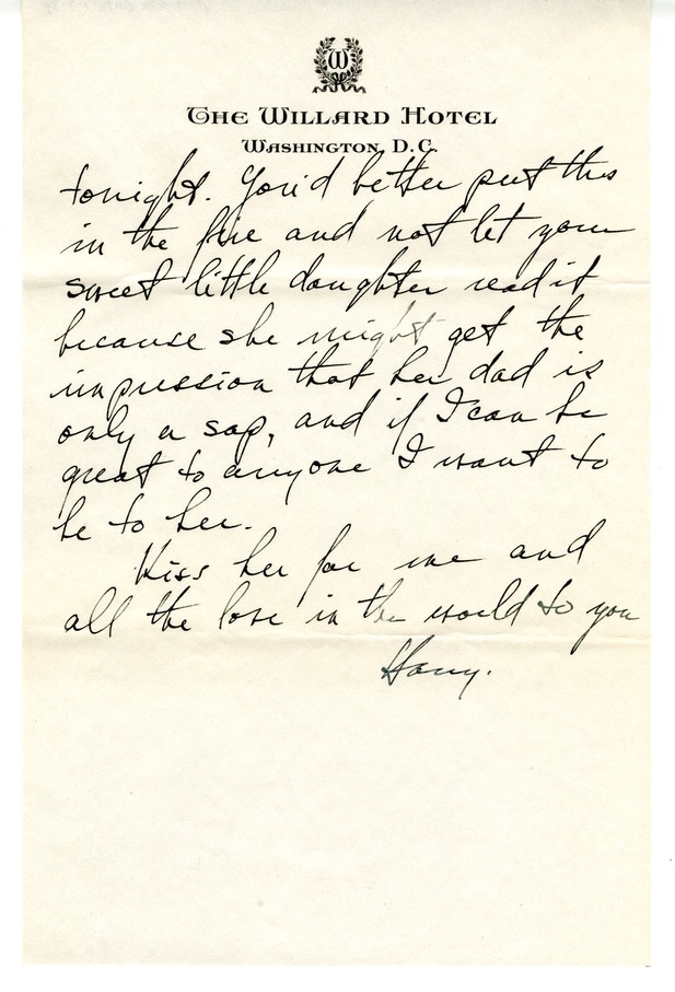 Letter from Harry S. Truman to Bess W. Truman