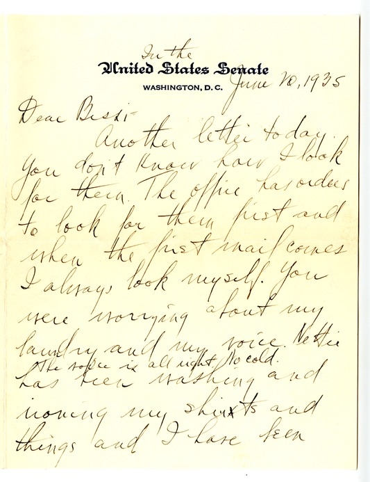 Letter from Harry S. Truman to Bess W. Truman