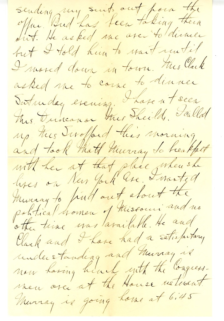 Letter from Harry S. Truman to Bess W. Truman