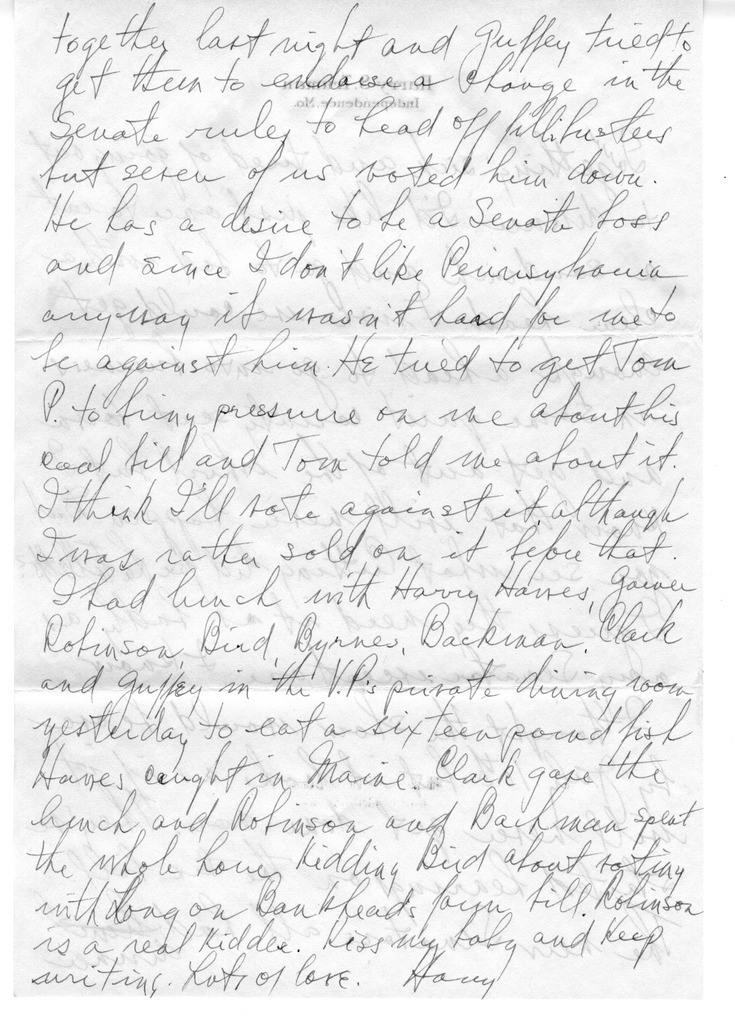 Letter from Harry S. Truman to Bess W. Truman