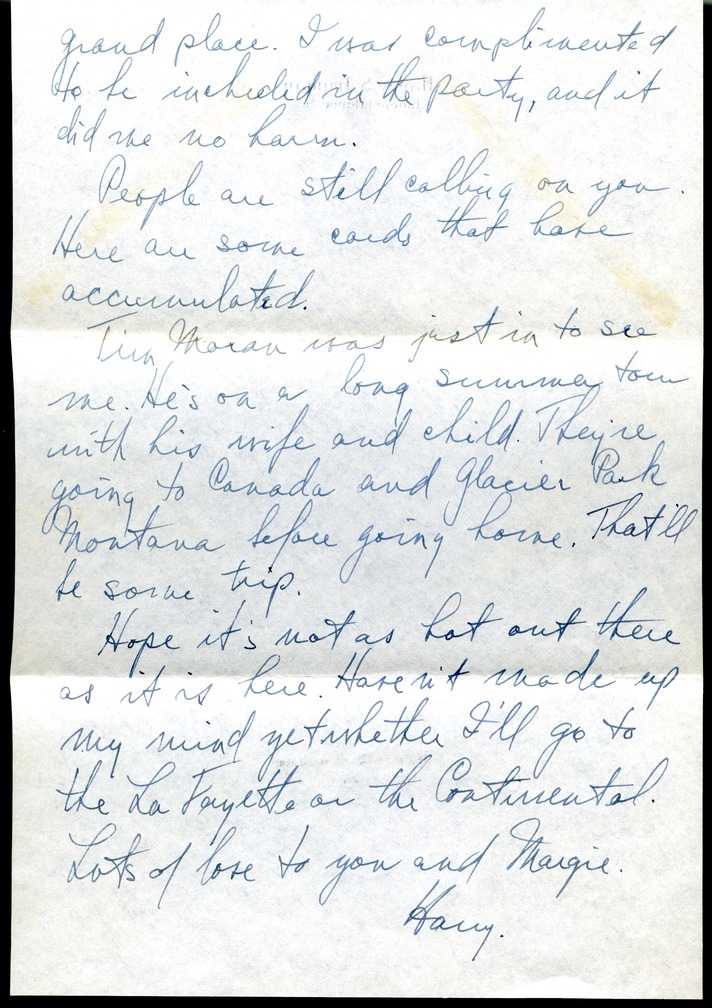 Letter from Harry S. Truman to Bess W. Truman
