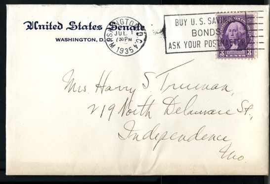 Letter from Harry S. Truman to Bess W. Truman