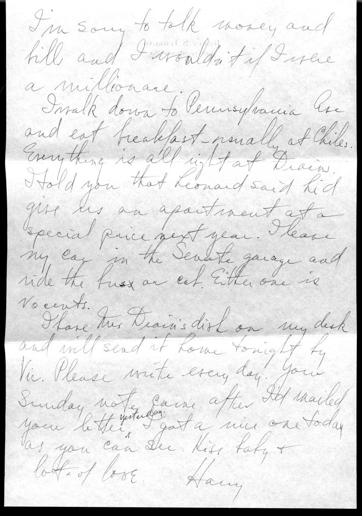 Letter from Harry S. Truman to Bess W. Truman