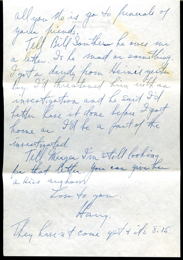 Letter from Harry S. Truman to Bess W. Truman