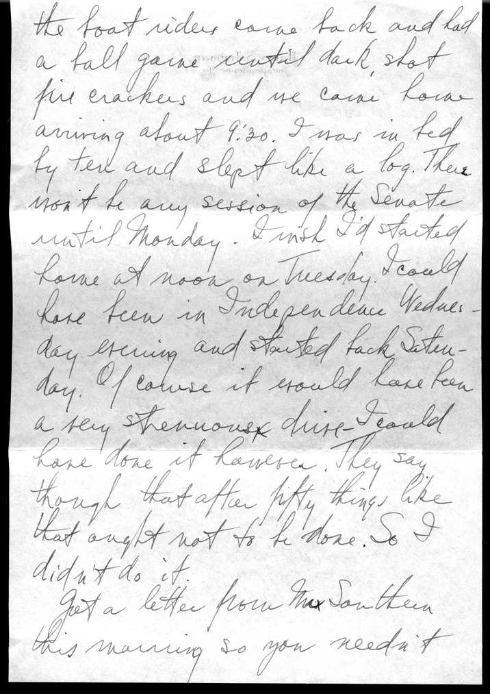Letter from Harry S. Truman to Bess W. Truman