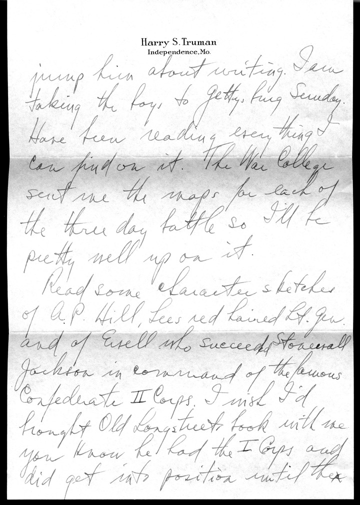 Letter from Harry S. Truman to Bess W. Truman