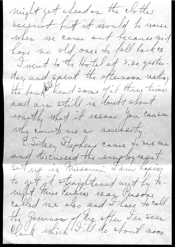 Letter from Harry S. Truman to Bess W. Truman