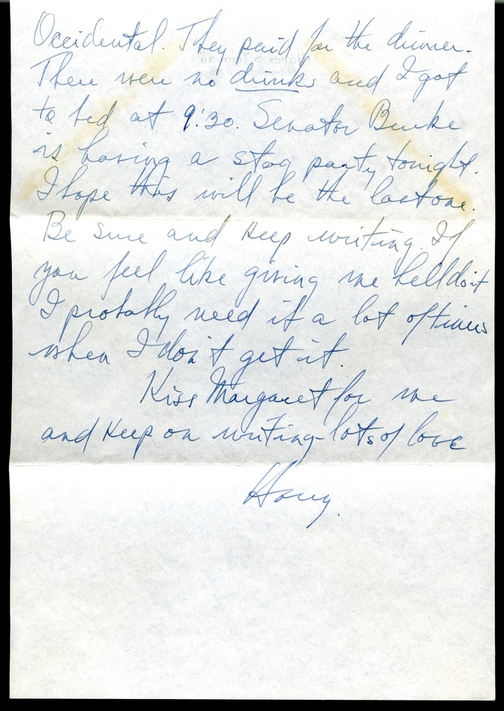 Letter from Harry S. Truman to Bess W. Truman