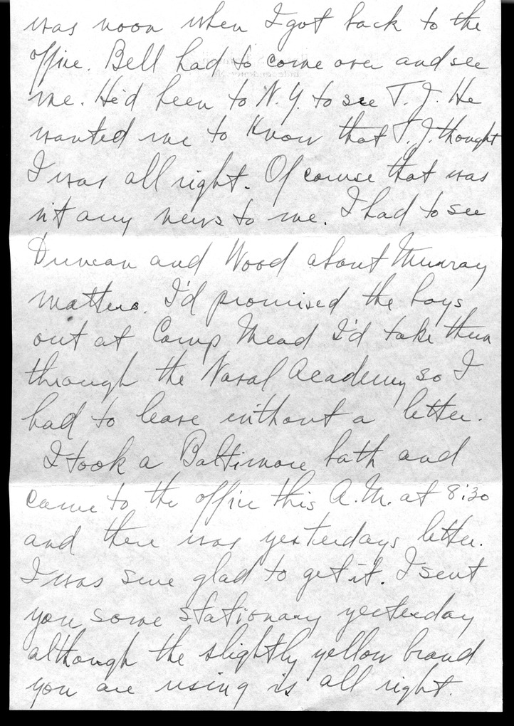 Letter from Harry S. Truman to Bess W. Truman