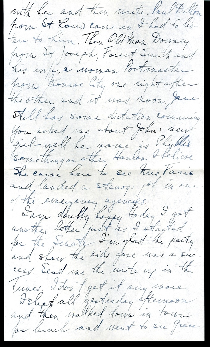 Letter from Harry S. Truman to Bess W. Truman