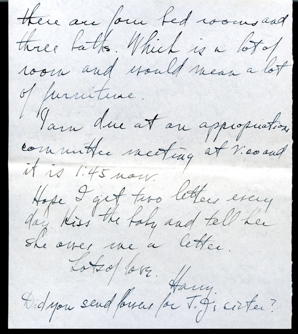 Letter from Harry S. Truman to Bess W. Truman
