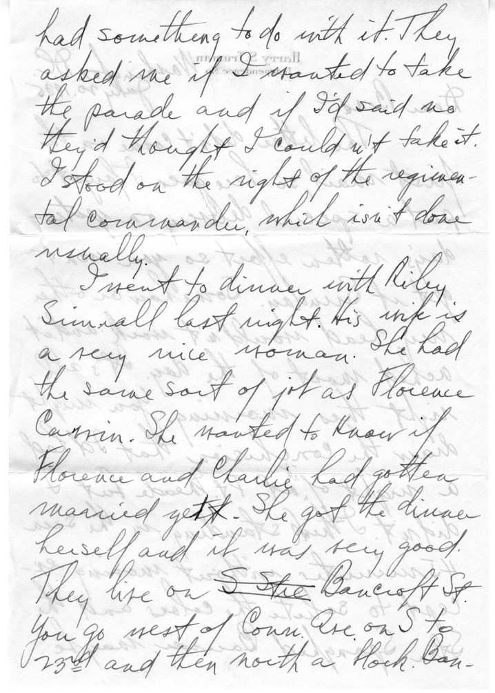 Letter from Harry S. Truman to Bess W. Truman