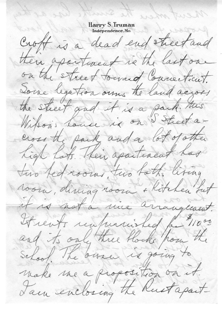 Letter from Harry S. Truman to Bess W. Truman