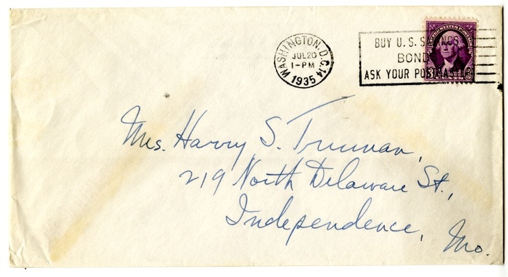 Letter from Harry S. Truman to Bess W. Truman