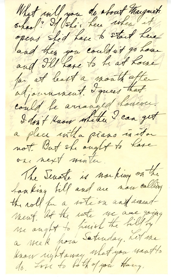Letter from Harry S. Truman to Bess W. Truman