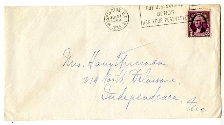 Letter from Harry S. Truman to Bess W. Truman