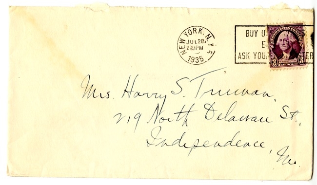 Letter from Harry S. Truman to Bess W. Truman