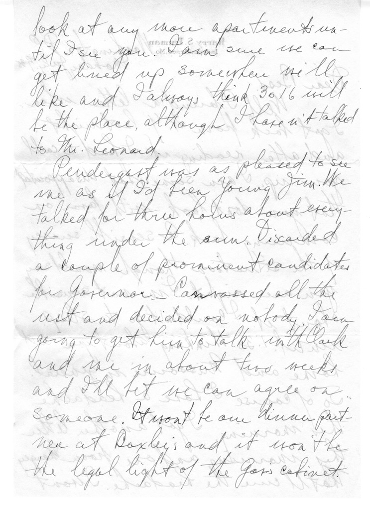 Letter from Harry S. Truman to Bess W. Truman