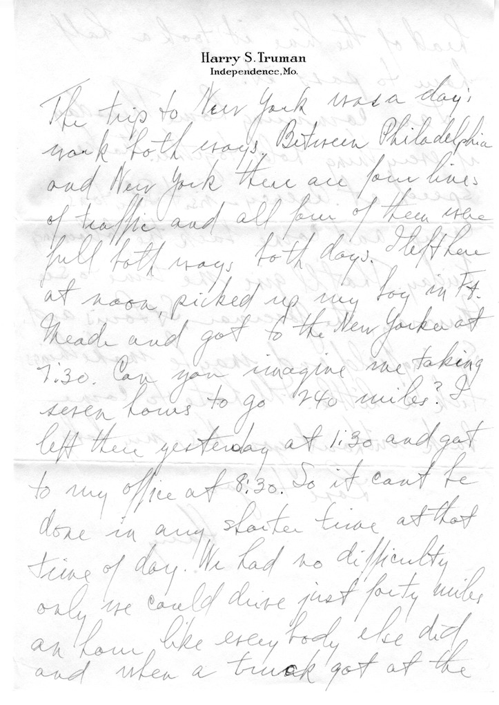 Letter from Harry S. Truman to Bess W. Truman