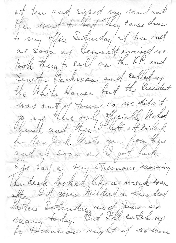 Letter from Harry S. Truman to Bess W. Truman