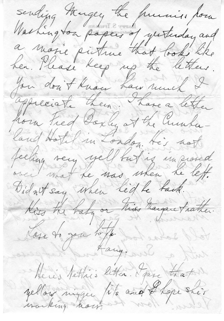 Letter from Harry S. Truman to Bess W. Truman