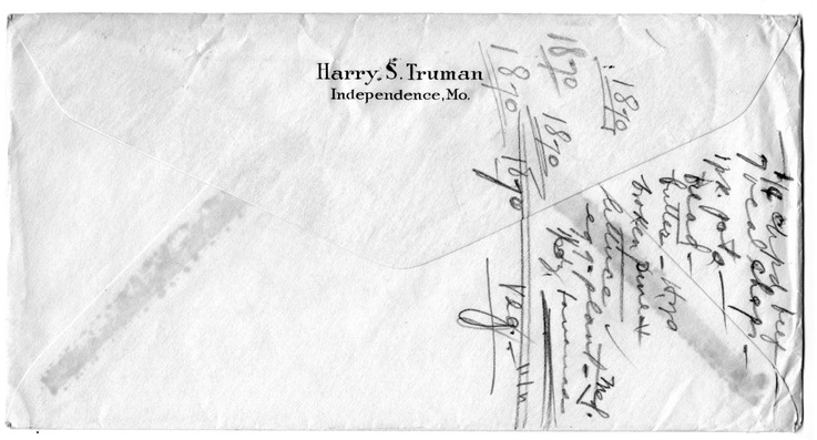 Letter from Harry S. Truman to Bess W. Truman