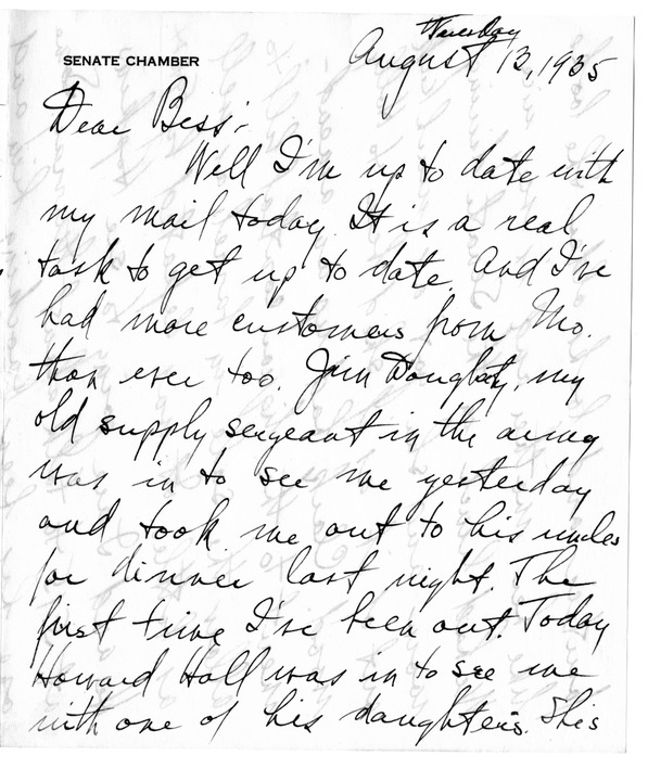 Letter from Harry S. Truman to Bess W. Truman