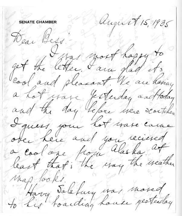 Letter from Harry S. Truman to Bess W. Truman