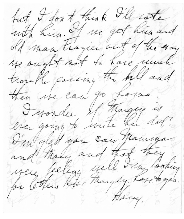 Letter from Harry S. Truman to Bess W. Truman