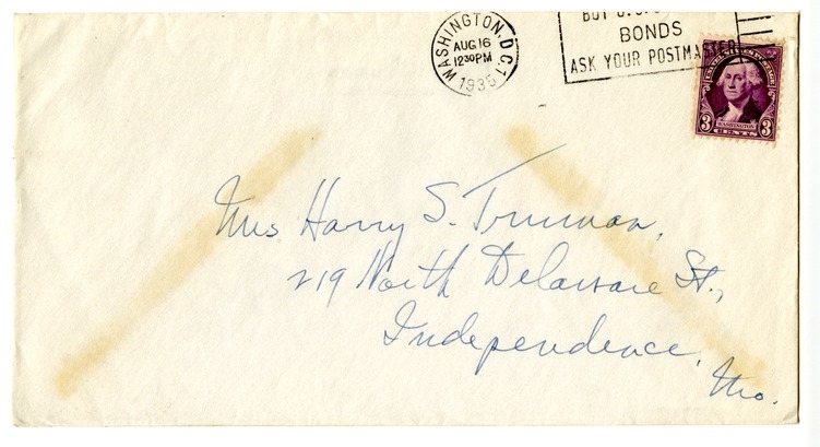 Letter from Harry S. Truman to Bess W. Truman