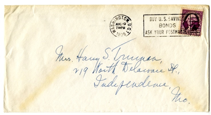 Letter from Harry S. Truman to Bess W. Truman