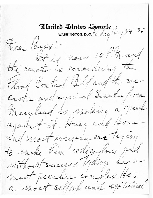 Letter from Harry S. Truman to Bess W. Truman
