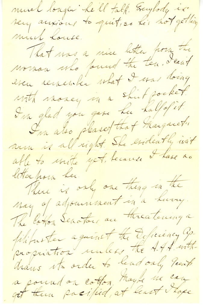 Letter from Harry S. Truman to Bess W. Truman