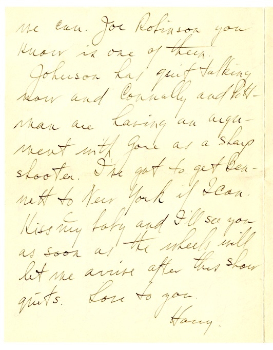 Letter from Harry S. Truman to Bess W. Truman