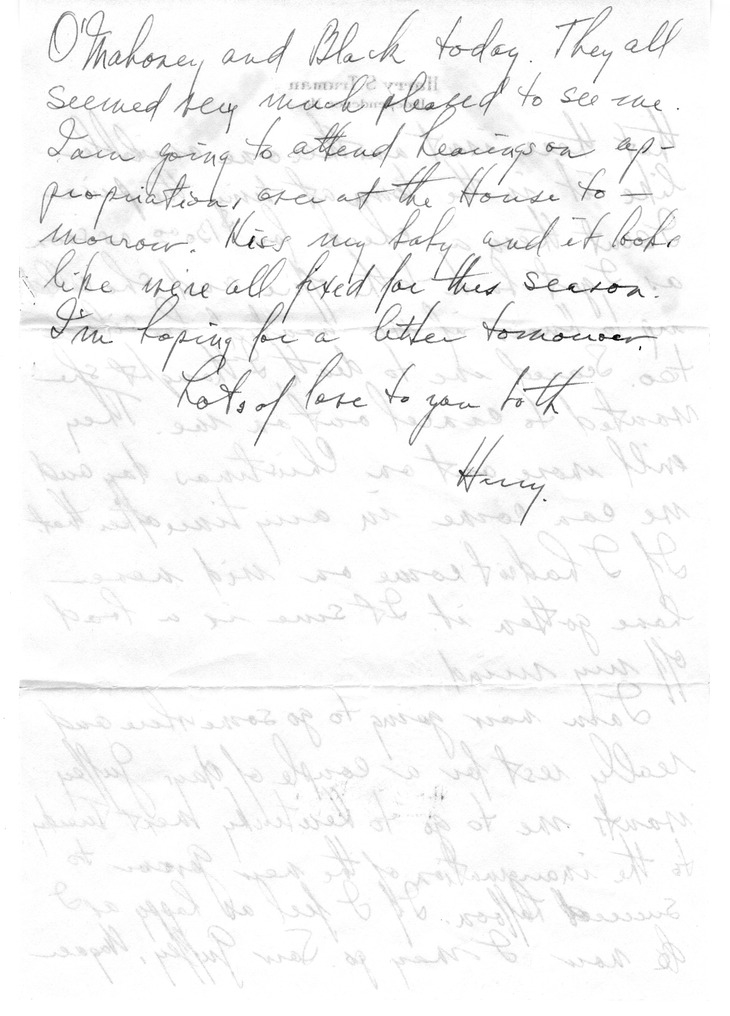 Letter from Harry S. Truman to Bess W. Truman