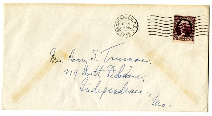 Letter from Harry S. Truman to Bess W. Truman