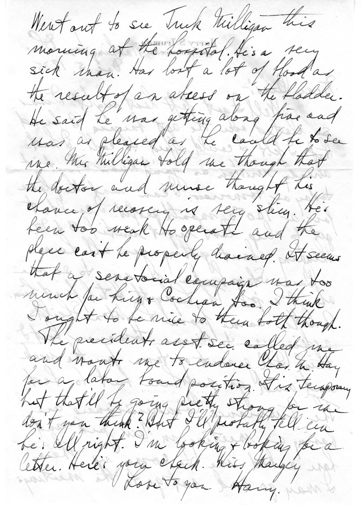 Letter from Harry S. Truman to Bess W. Truman