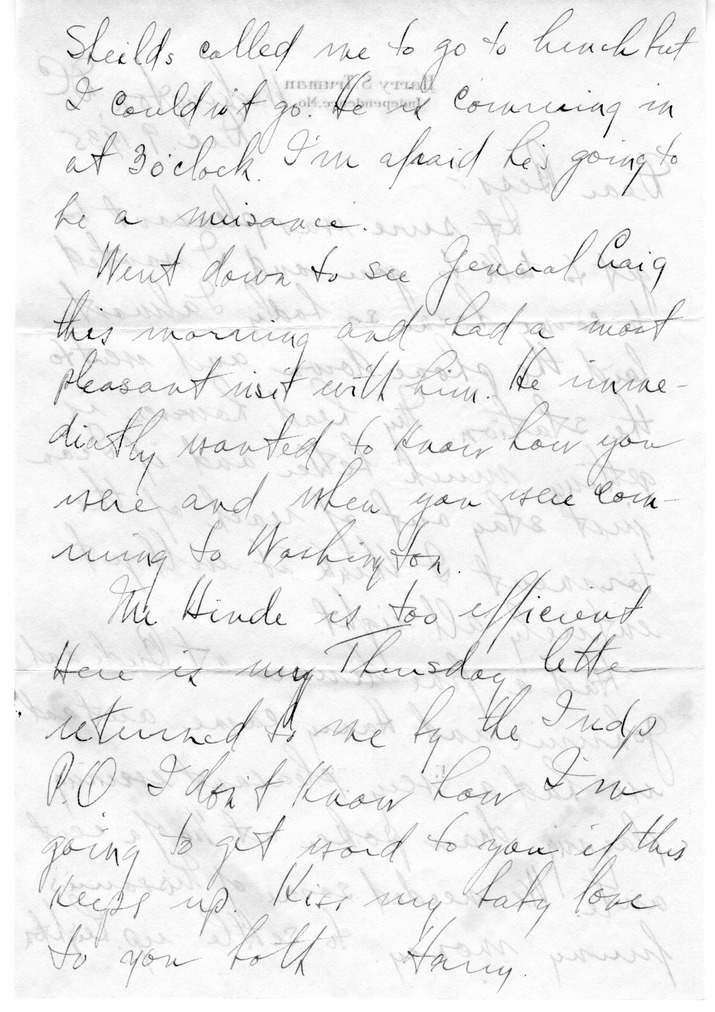 Letter from Harry S. Truman to Bess W. Truman