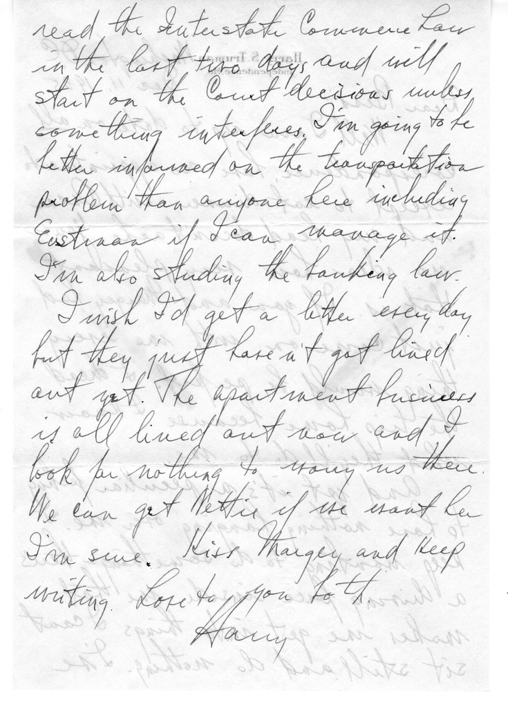 Letter from Harry S. Truman to Bess W. Truman