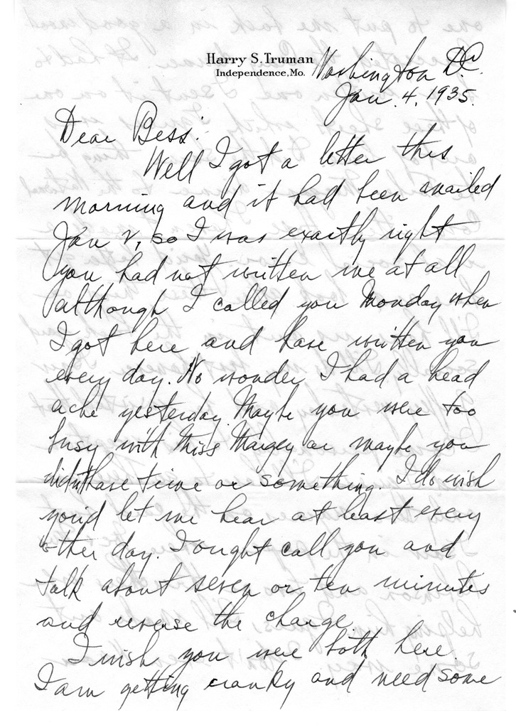 Letter from Harry S. Truman to Bess W. Truman