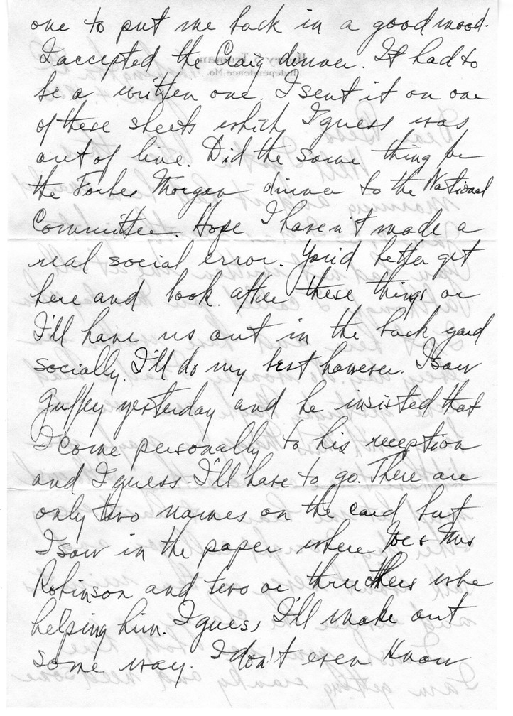 Letter from Harry S. Truman to Bess W. Truman