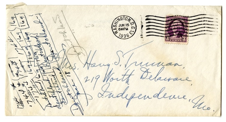 Letter from Harry S. Truman to Bess W. Truman