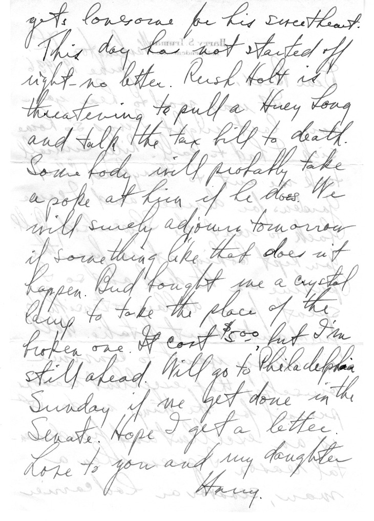 Letter from Harry S. Truman to Bess W. Truman