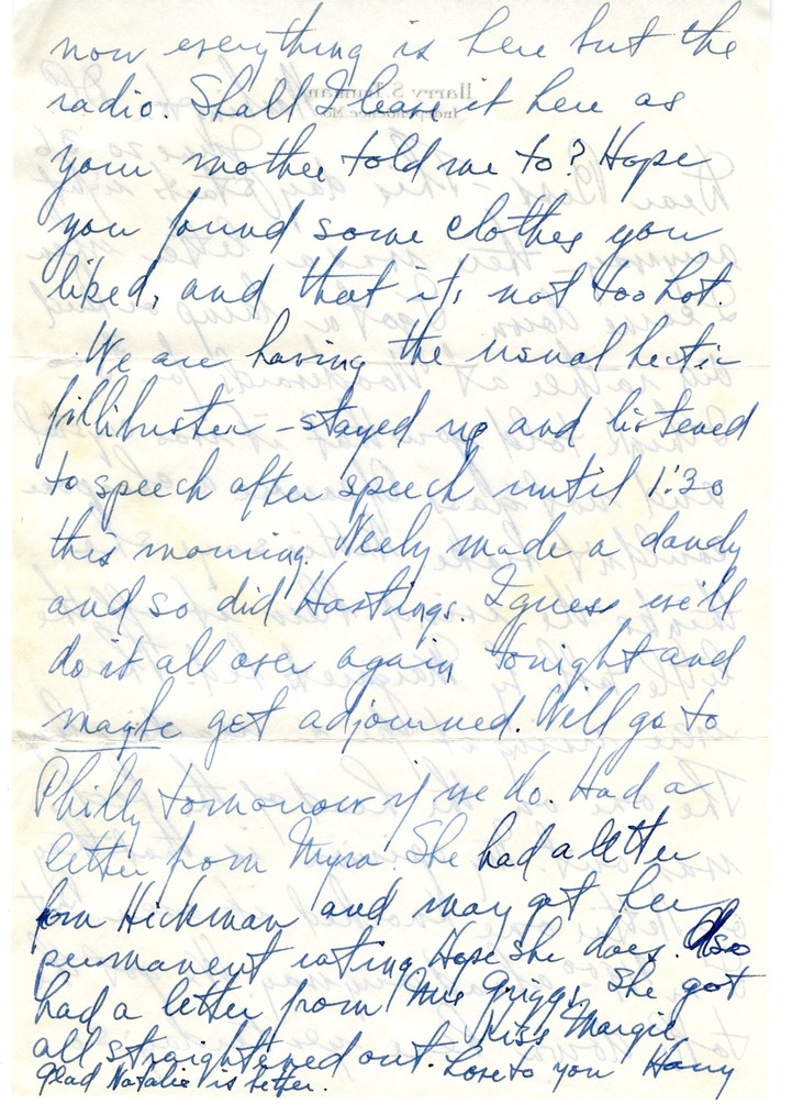 Letter from Harry S. Truman to Bess W. Truman