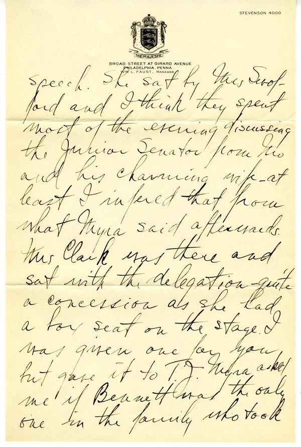 Letter from Harry S. Truman to Bess W. Truman