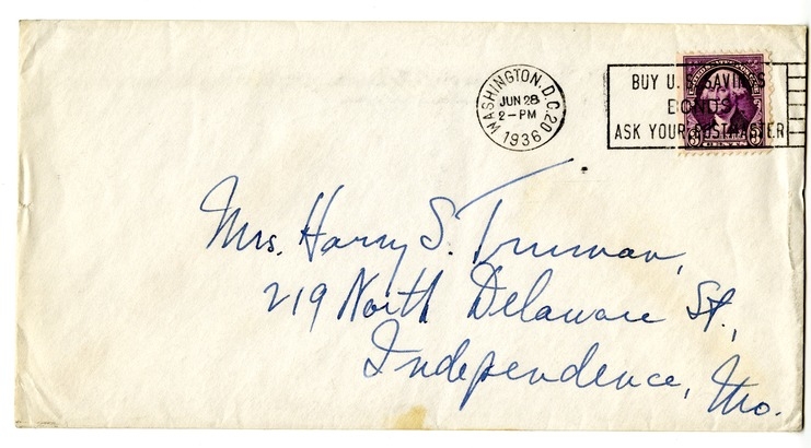 Letter from Harry S. Truman to Bess W. Truman