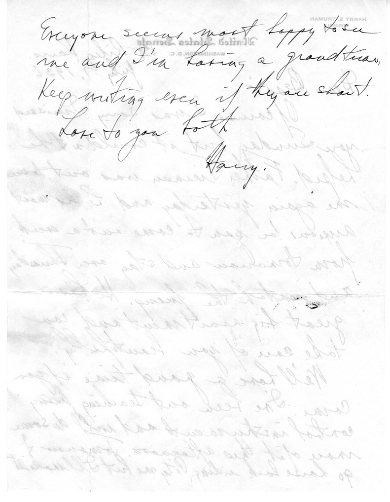 Letter from Harry S. Truman to Bess W. Truman