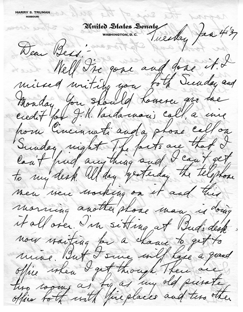 Letter from Harry S. Truman to Bess W. Truman