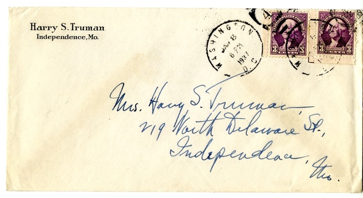 Letter from Harry S. Truman to Bess W. Truman