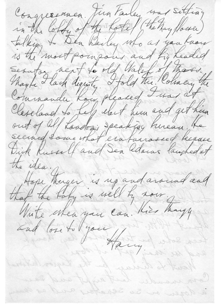 Letter from Harry S. Truman to Bess W. Truman